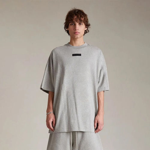 正品现货Fear of God Essentials 24SS皮标logo纯色宽松短袖T恤潮