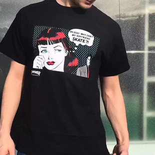 现货 Thrasher Boyfriend 火焰短袖男友不会滑板漫画短袖 限定t恤