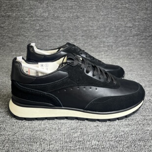 轻便百搭纯黑色阿甘鞋 时尚 头层牛皮透气运动休闲鞋 出口欧洲单男士