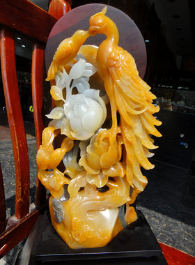 天然黄龙玉摆件盆景装饰品玉石