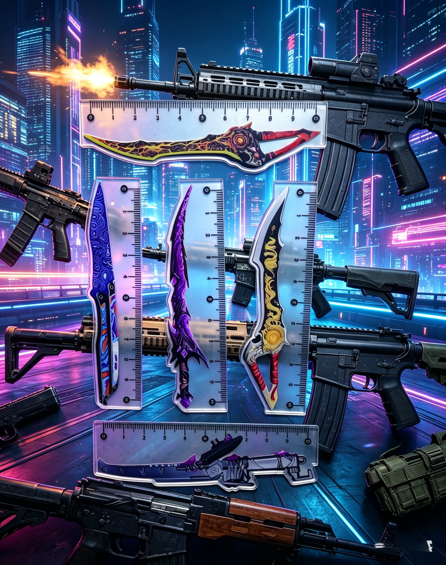 PUBG绝地求生周边亚克力透明直尺创意学生文具用品尺子