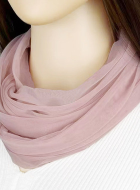 春夏季女士套头围脖防晒护颈脖套薄款纱巾时尚洋气百搭小丝巾围巾