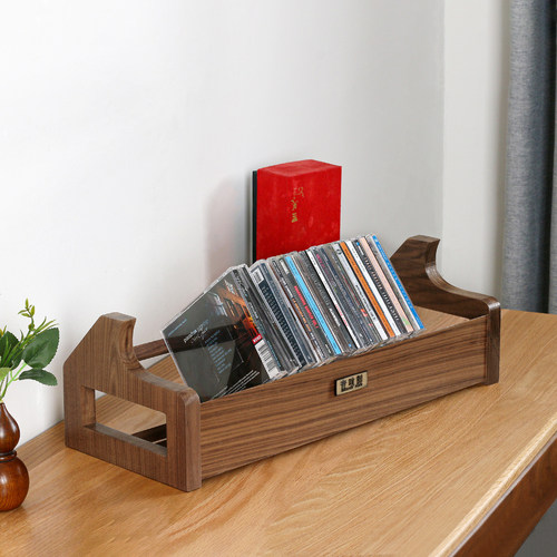 黑胡桃木桌面CD唱片架收藏展示架