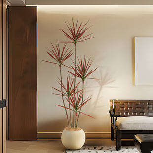 仿真绿植千年木红色高端轻奢大型客厅落地摆件龙血树仿生盆栽假树