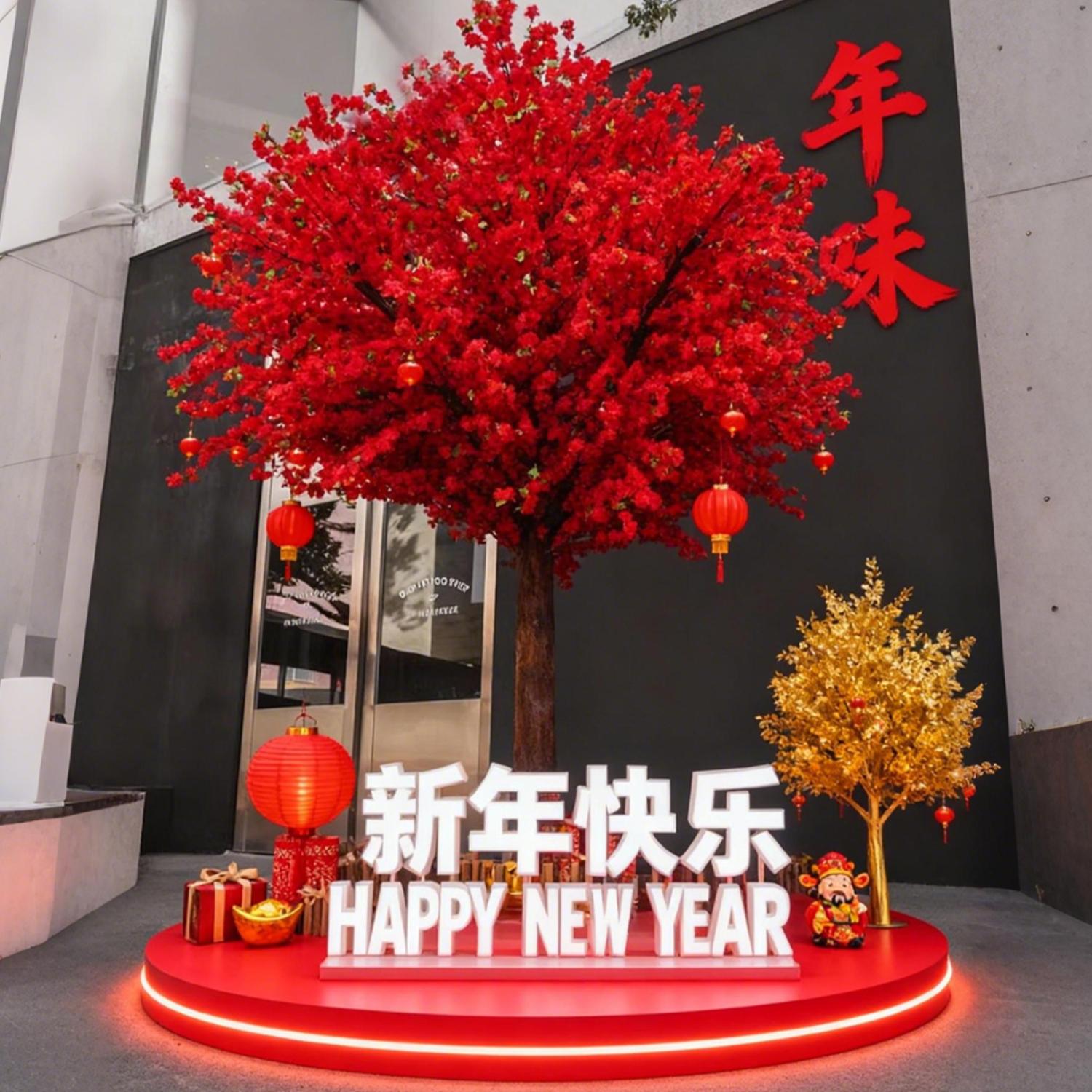 大型新年桃花树户外打卡布置造景