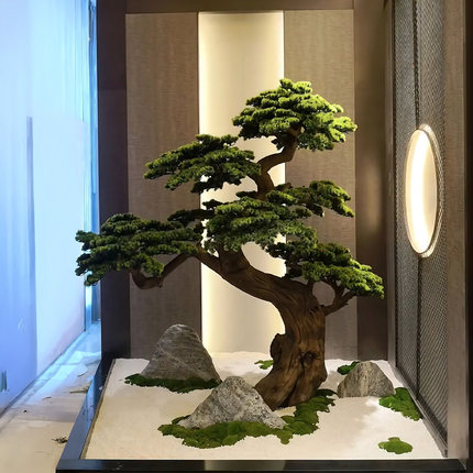 仿真假绿植造景罗汉松景观商业橱窗氛围装饰室内布置大型假树植物