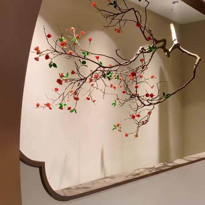 新中式美学景观造景仿真柿子树天井倒挂高级感假植物天花板软装饰,家居饰品,仿真植物盆景,淘宝优惠券,粉丝福利购,淘宝优惠卷