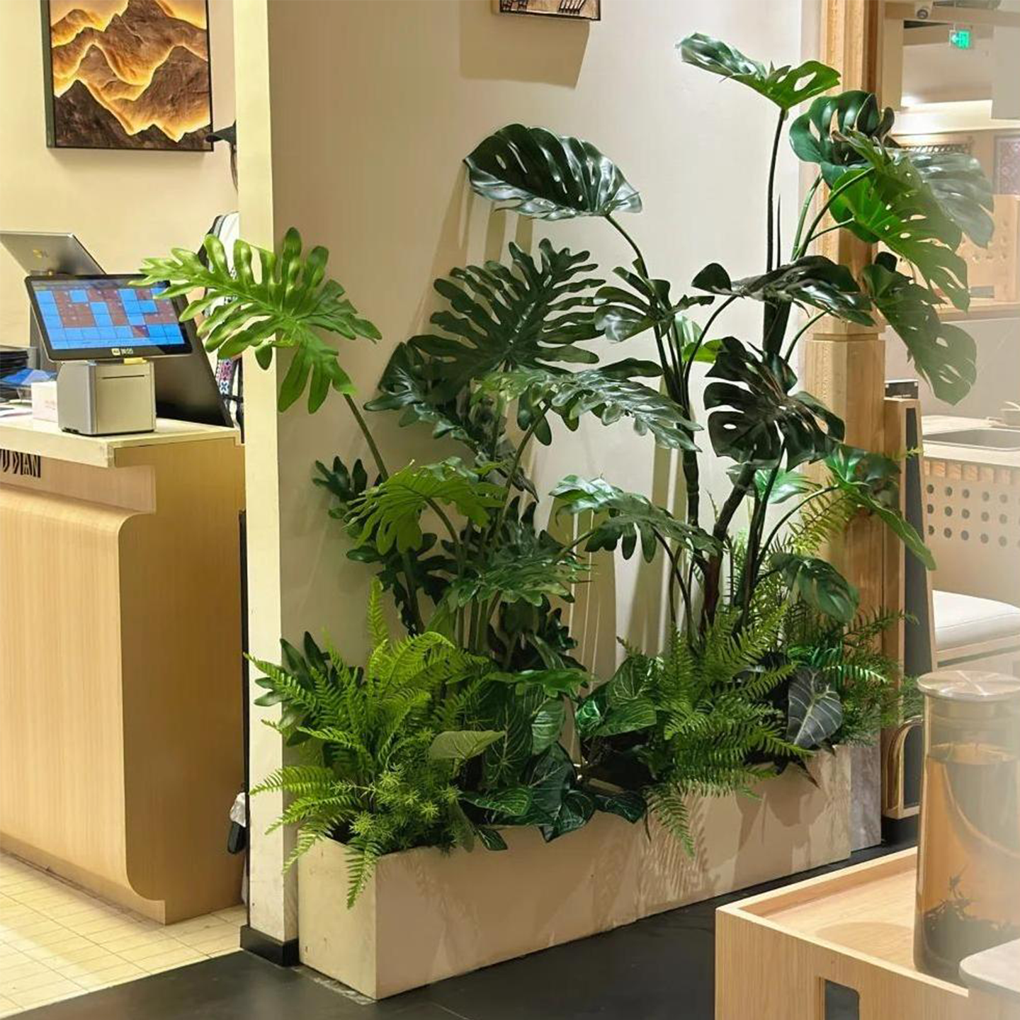 室内景观造景高档轻奢仿真树餐厅屏风隔断氛围布置装饰假绿植摆件