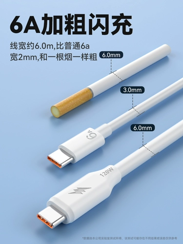 120 Вт толщиной 6A Super Fast Charge Data Cable Type-C