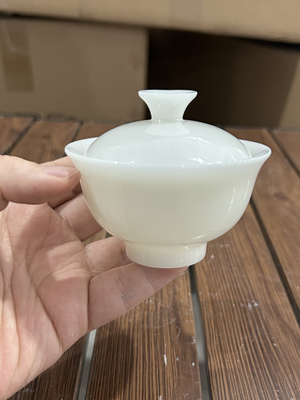 冰种璞玉瓷悬停功夫盖碗70ml陶瓷家用元宝盖碗小号中式极简泡茶碗