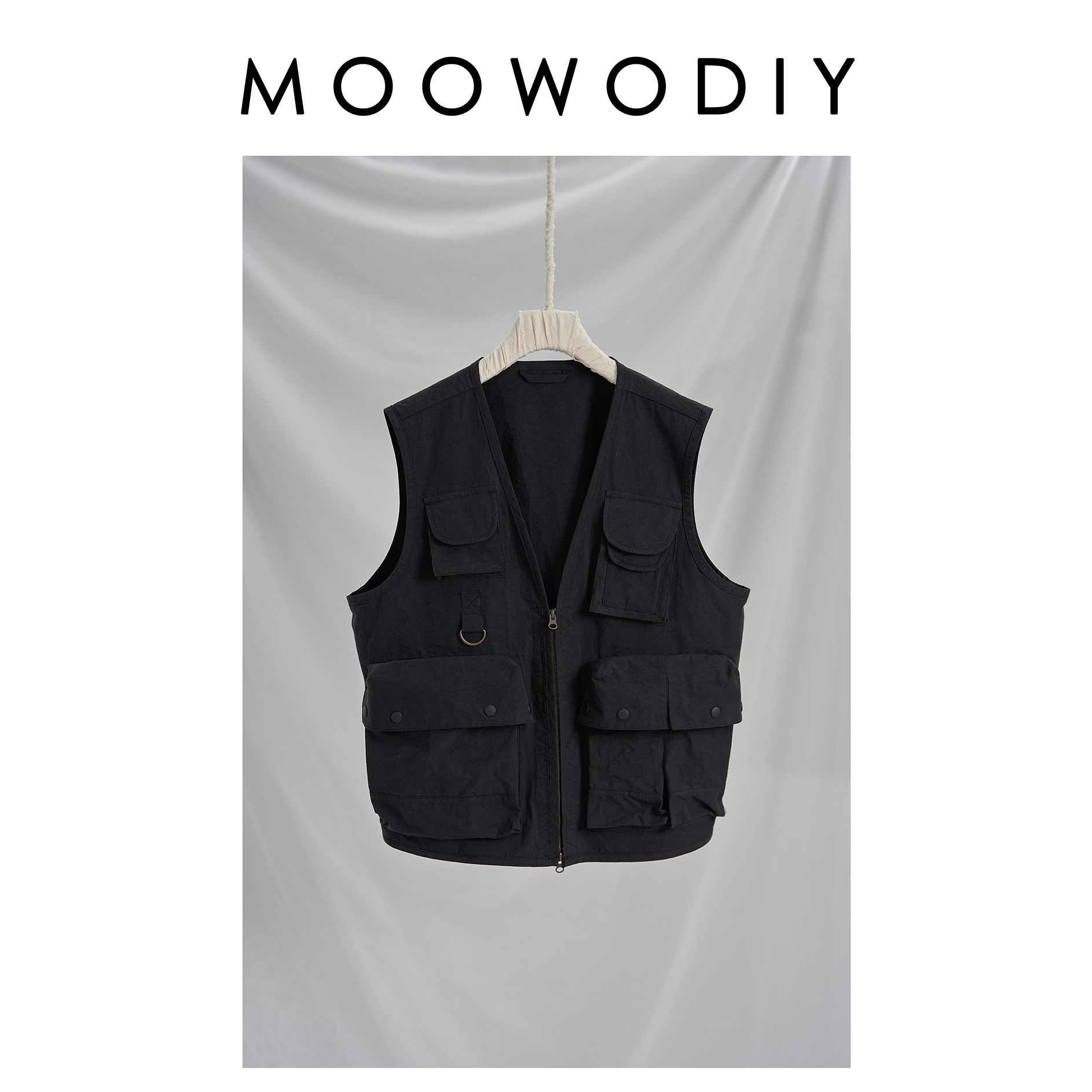 日系机能多口袋工装进口纯棉古布面料水洗钓鱼马甲