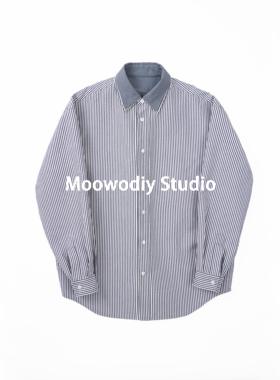 中性风条纹双面可穿衬衫