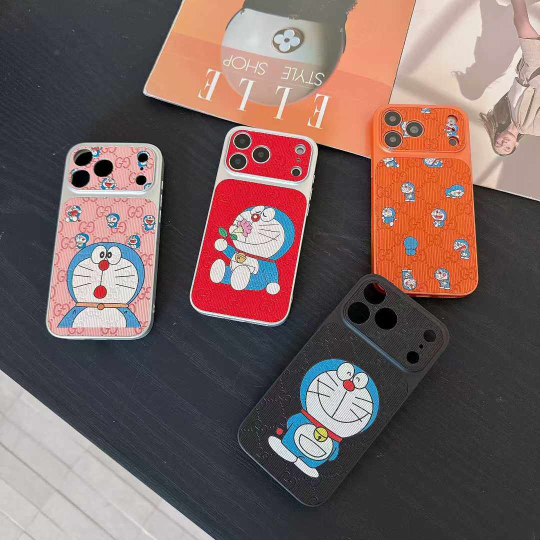 苹果哆啦A梦联名皮质防摔手机壳