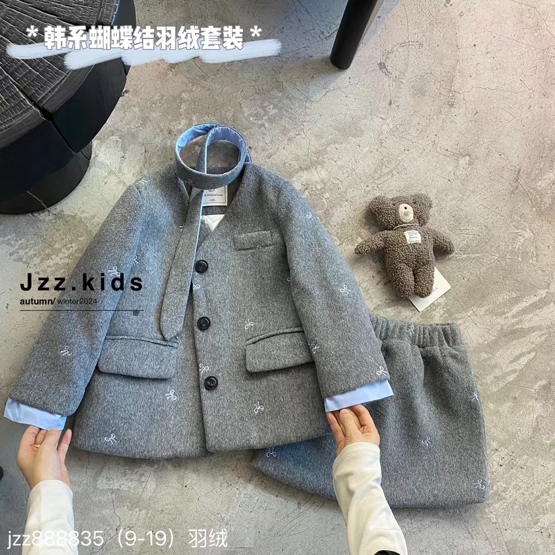 年货女童羽绒小香风套装25冬新中大童时髦洋气妮外套半身裙两件套