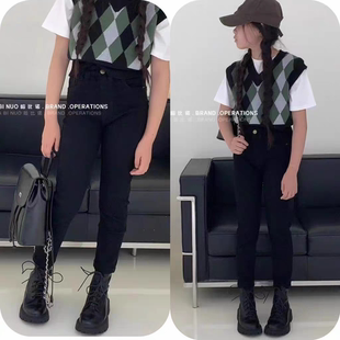 秋冬装 铅笔裤 新品 高弹修身 黑牛仔裤 清仓捡漏哈比诺女童纯棉小黑裤