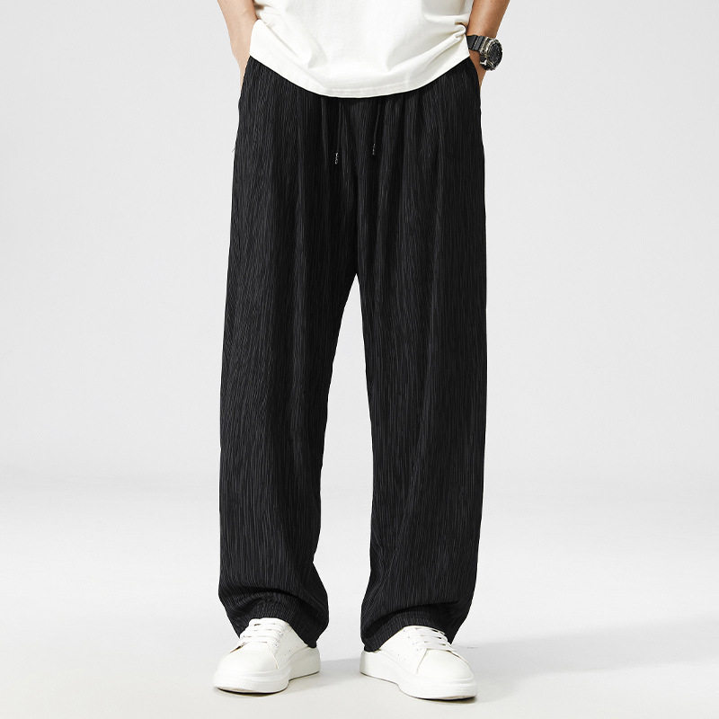 加肥大码冰丝垂感阔腿裤男春夏宽松直筒ins潮流休闲弹力运动长裤,男装,休闲裤,淘宝优惠券,粉丝福利购,淘宝优惠卷