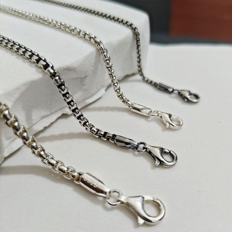 个性简约复古S925银圆盒子链