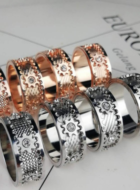 ins潮流铜合金齿轮转动戒指