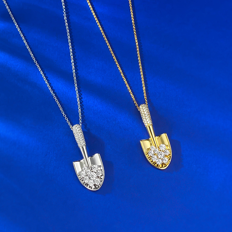 轻奢纯银镀金铲子吊坠项链高级感