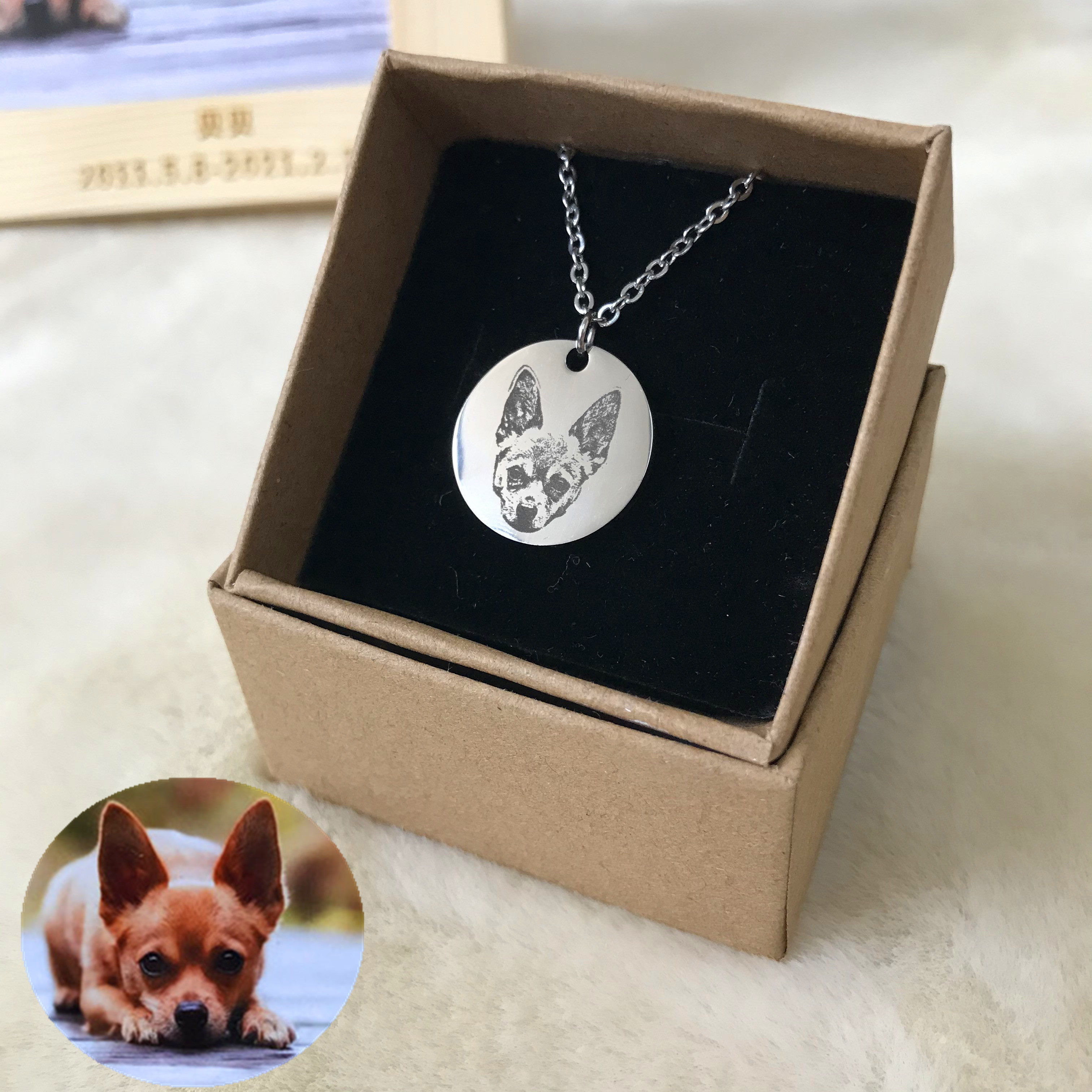 猫咪狗纪念礼物手工定制宠物刻名字照片头像diy项链女生饰品情侣