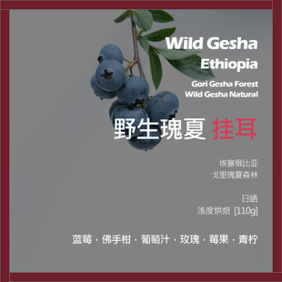 挂耳埃塞俄比亚戈里瑰夏森林野生瑰夏日晒单品咖啡豆新鲜浅烘青柠