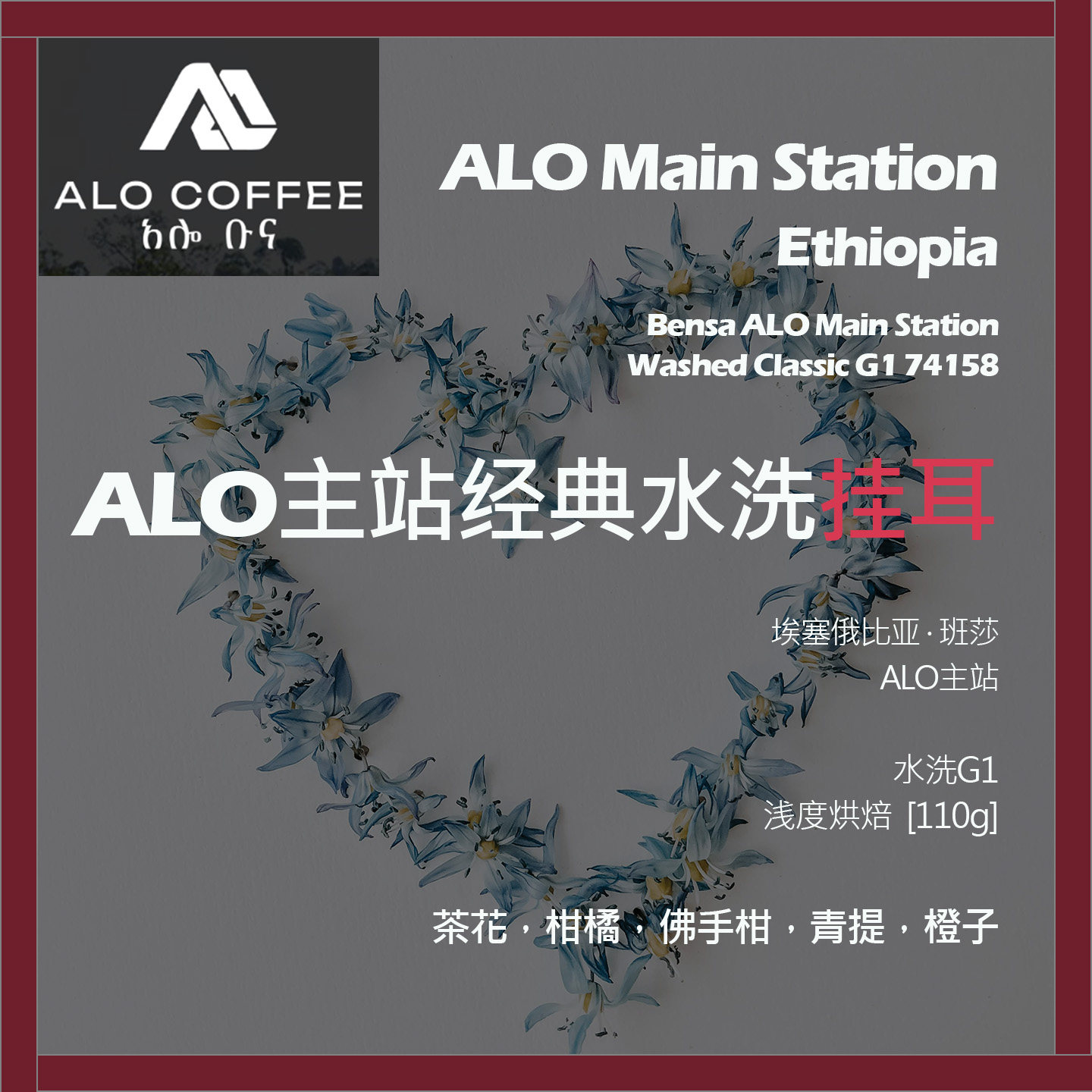 挂耳埃塞俄比亚班莎ALO主站经典水洗单品咖啡豆新鲜浅烘佛手柑