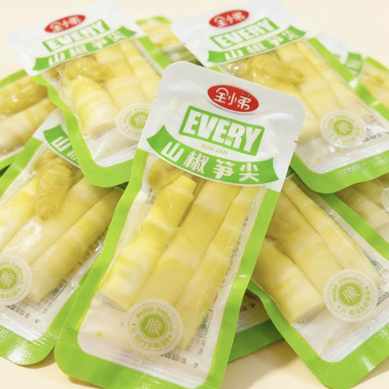 全小弟山椒脆笋尖泡椒竹笋开袋即食新鲜笋片酸辣小包装零食批发