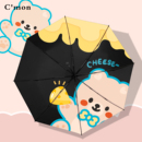Cmon小熊防晒紫外线小黑伞可爱五折太阳伞遮阳学生折叠晴雨伞两用