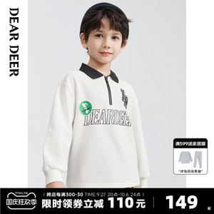 【门店新品】迪迪鹿男童polo衫23新款长袖t恤休闲宽松学院风上衣