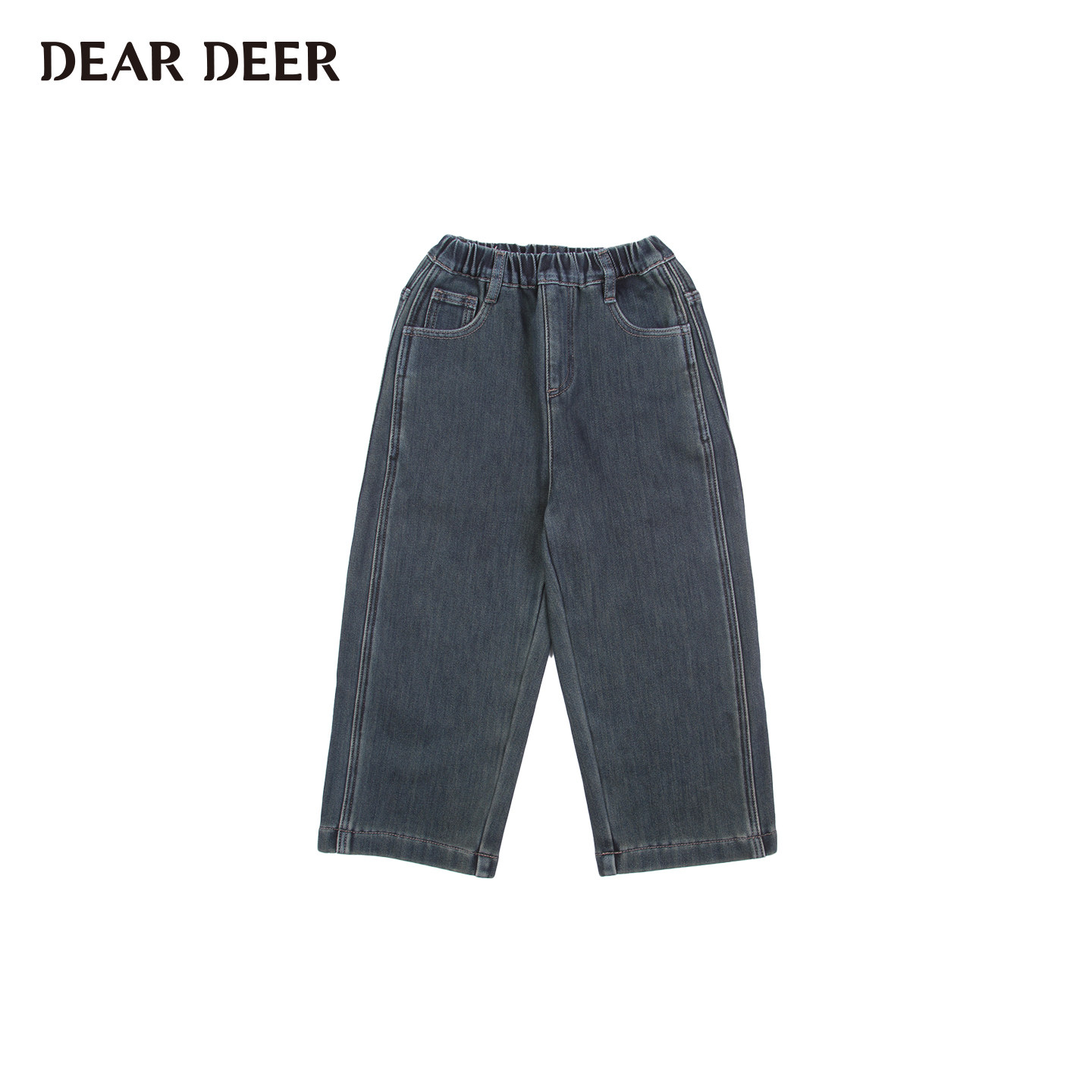 【门店同款】迪迪鹿男童牛仔裤2025冬季新款儿童直筒长裤加绒保暖