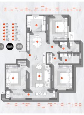 (260)手绘风CAD图库+PS手绘风格彩平模板