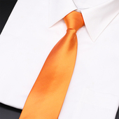 橙色领带男女士懒人拉链易拉得免打8CM宽版 商务正装 职业滴滴专车
