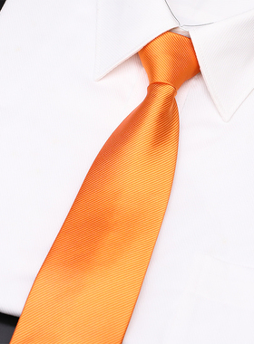 橙色领带男女士懒人拉链易拉得免打8CM宽版商务正装职业滴滴专车