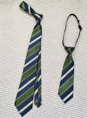 复古条纹藏青绿色8cm免打款手打领带男女学生搭配制服衬衣古着潮