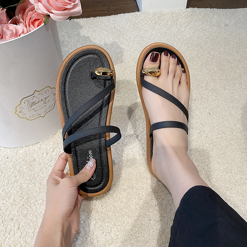 平底金口套趾拖鞋女夏季外穿2025新款时尚百搭海边沙滩软底凉拖鞋,女鞋,一字拖,淘宝优惠券,粉丝福利购,淘宝优惠卷
