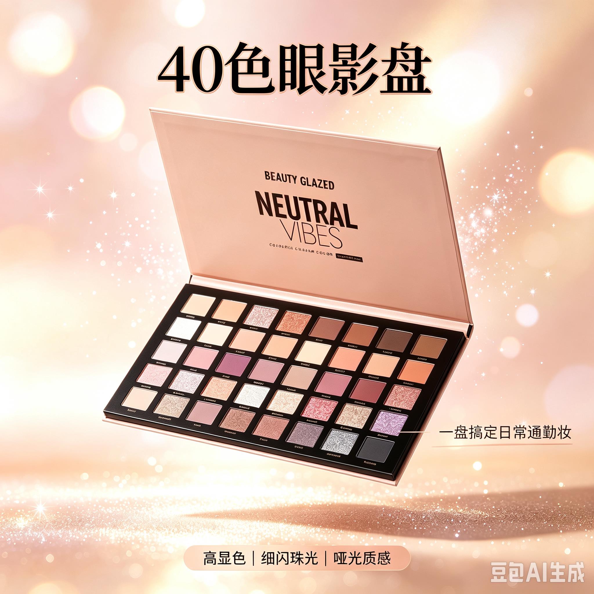 40色眼影彩妆盘冷暖色系齐全哑光细闪搭配化妆师初学者多用眼部盘