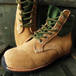 复古跳伞91伞兵靴皮毛一体羊毛靴男牛皮趟底固特异工装耐磨机车靴