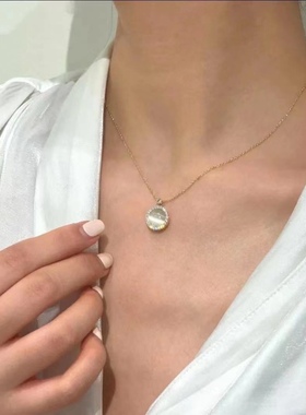 S925纯银可旋转猫眼石女镶钻项链