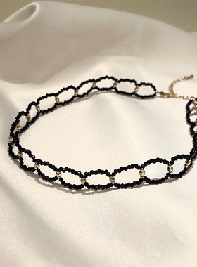 小众轻奢黑钻时尚感choker女项链