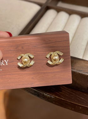 s925纯银针小香风耳钉高级感轻奢气质耳环新款潮时尚个性双C耳饰