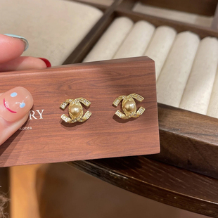 双C耳饰 个性 s925纯银针小香风耳钉高级感轻奢气质耳环新款 潮时尚