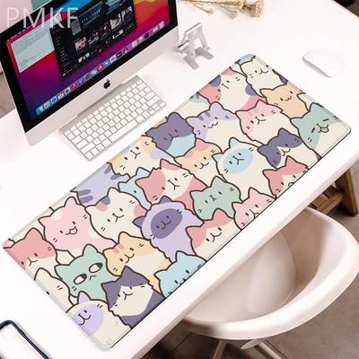 可爱猫咪鼠标垫超大号定制办公电脑桌垫子电竞游戏键盘垫护腕垫