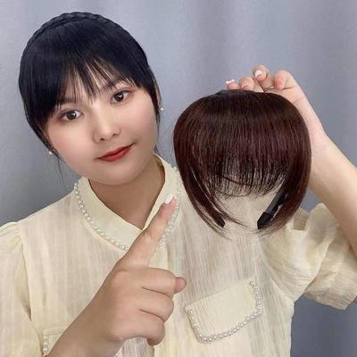 新款辫子发箍刘海一体真发前额头帘鬓角遮白发碎齐刘海假发片