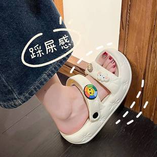 女款 居家厚底2023新款 踩屎感凉鞋 夏季 女 外穿防滑沙滩时尚 两穿拖鞋