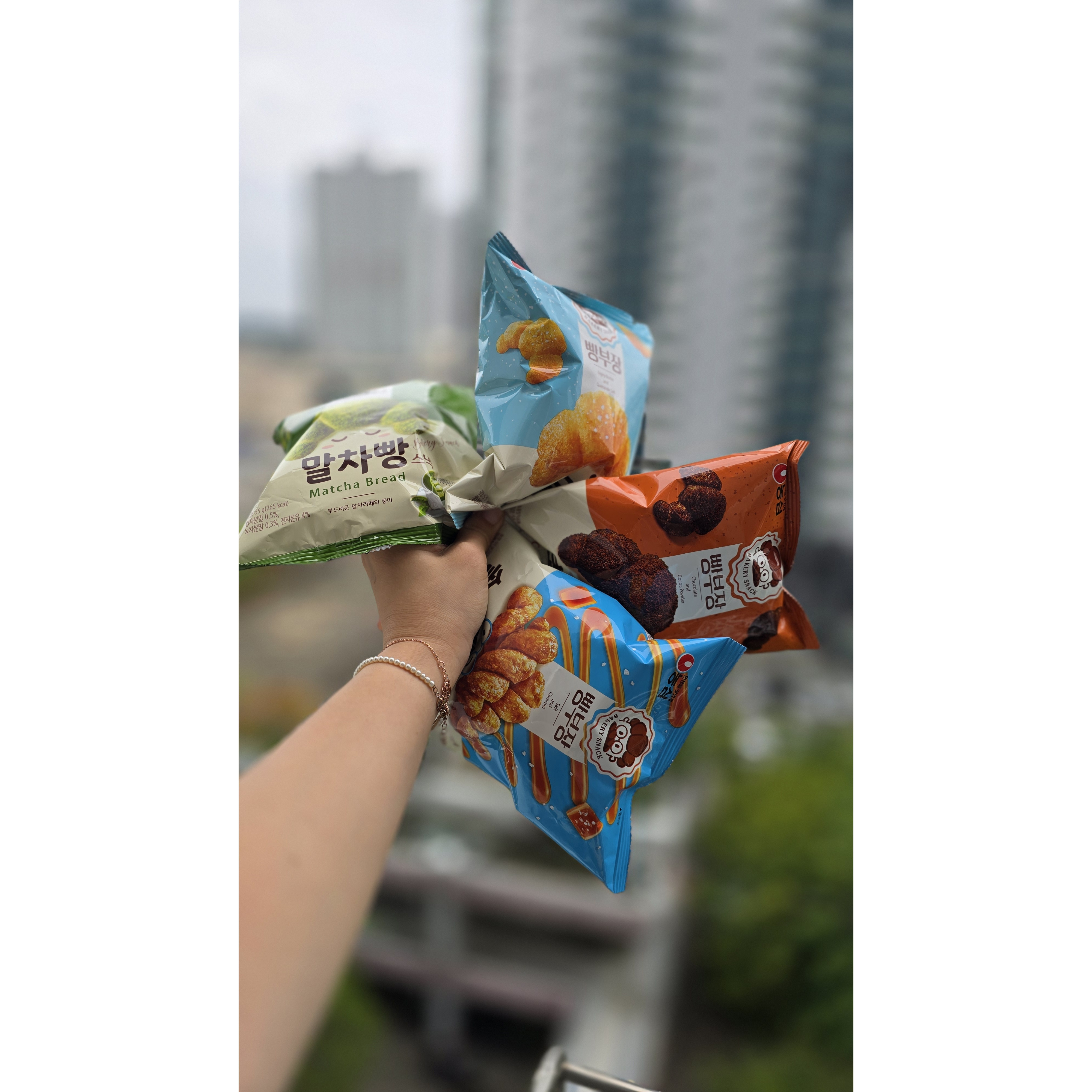 国内现货韩国进口农心抹茶巧克力牛角小面包小麻花55g香脆好吃