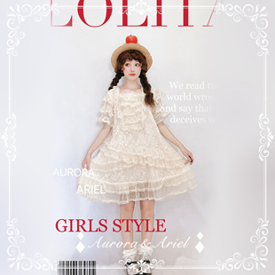 [AA lolita fashion] 早樱信笺/蕾丝棉刺绣连衣裙/森系宽松短款OP