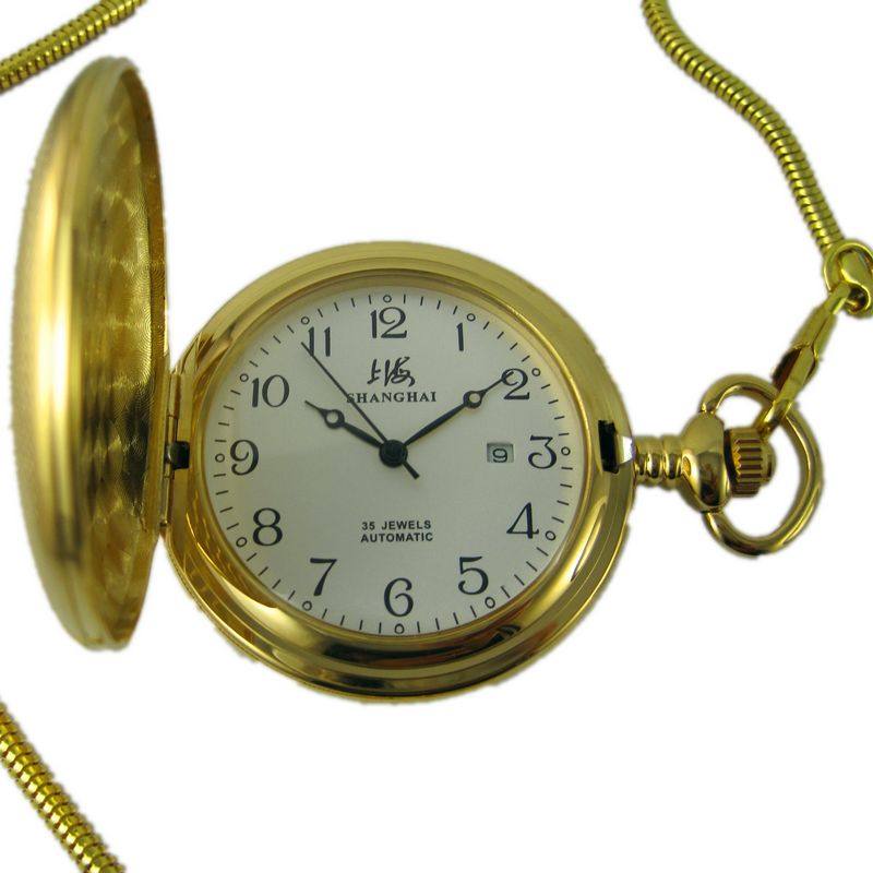 国产全自动机芯男女士土豪金怀表