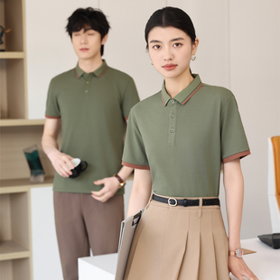 T恤夏季短袖团队定制l网眼翻领宽松印字汗衫空调安装工作服汽修厂