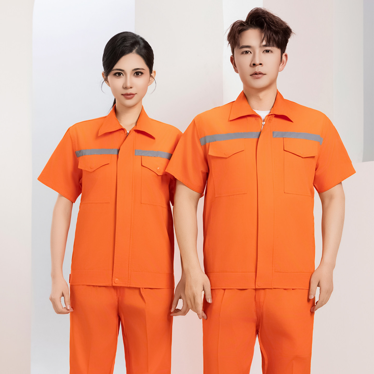 纯棉工作服定制LOGO图案夏半袖