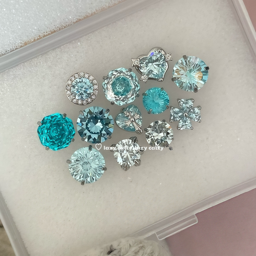 爆闪蓝色爱心耳骨钉烟花耳蜗钉